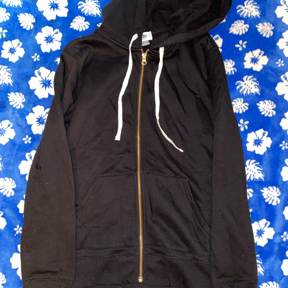 Old Navy Black Hoodie with Gold Zipper